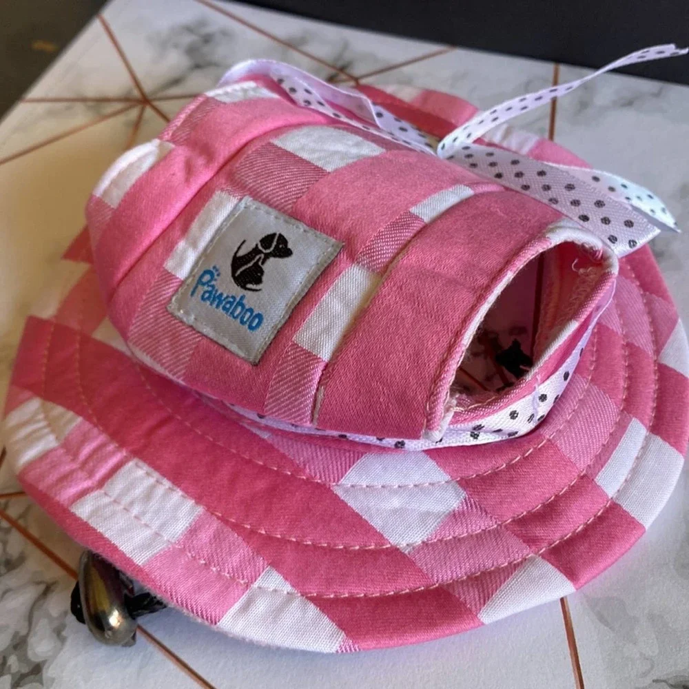 Pawaboo Pink Plaid Dog Hat